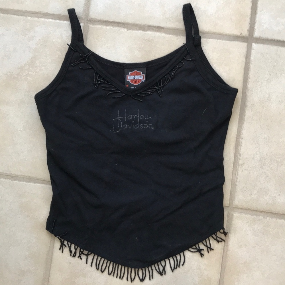 Harley Davidson Cami Top—Beaded Trim, Size Medium